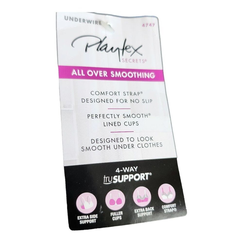 NEW Playtex Secrets All‎ Over Smoothing Bra Underwire 36DDD Navy Blue 4747 NWT - Picture 3 of 11